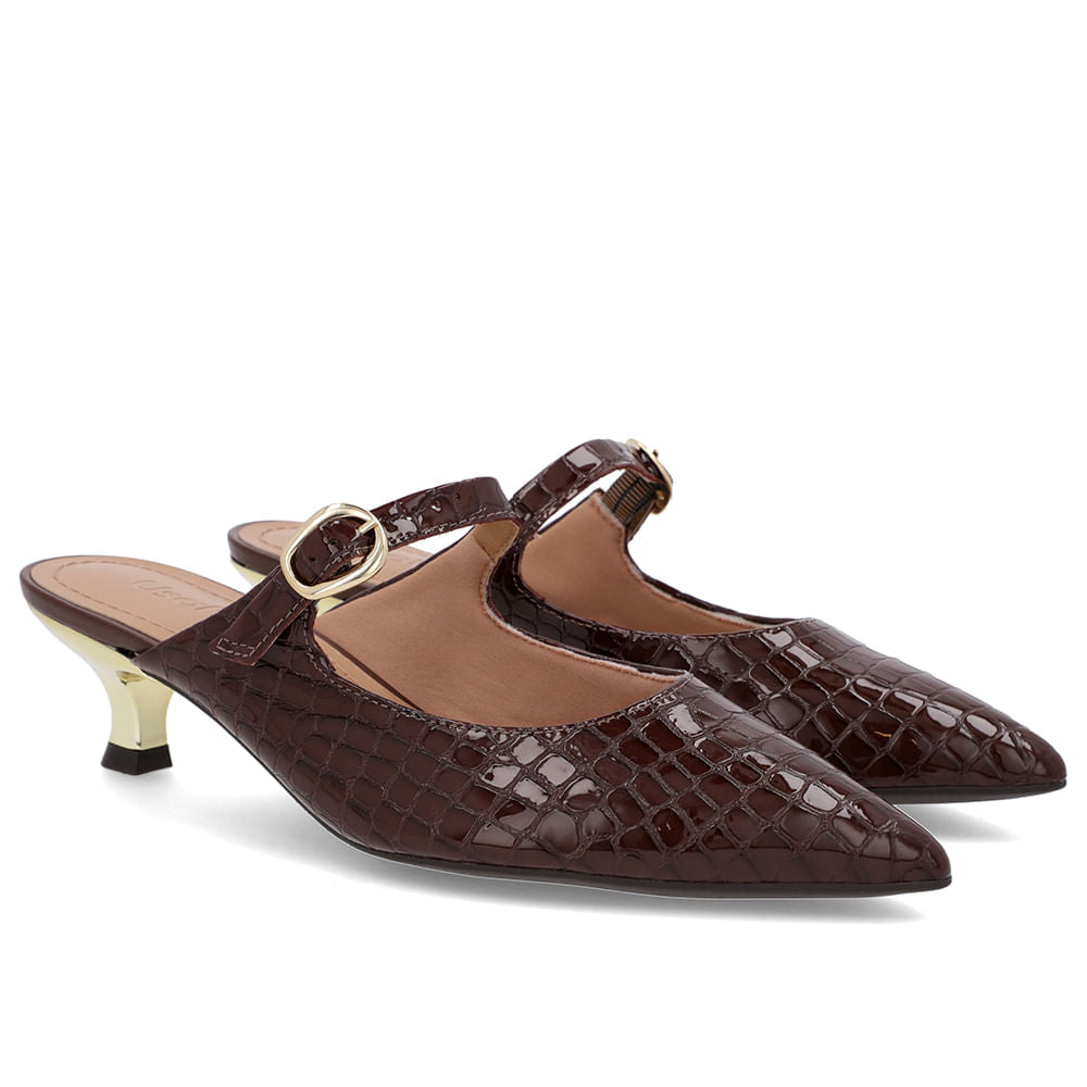 Mule Verniz Croco Salto Kitten Tira