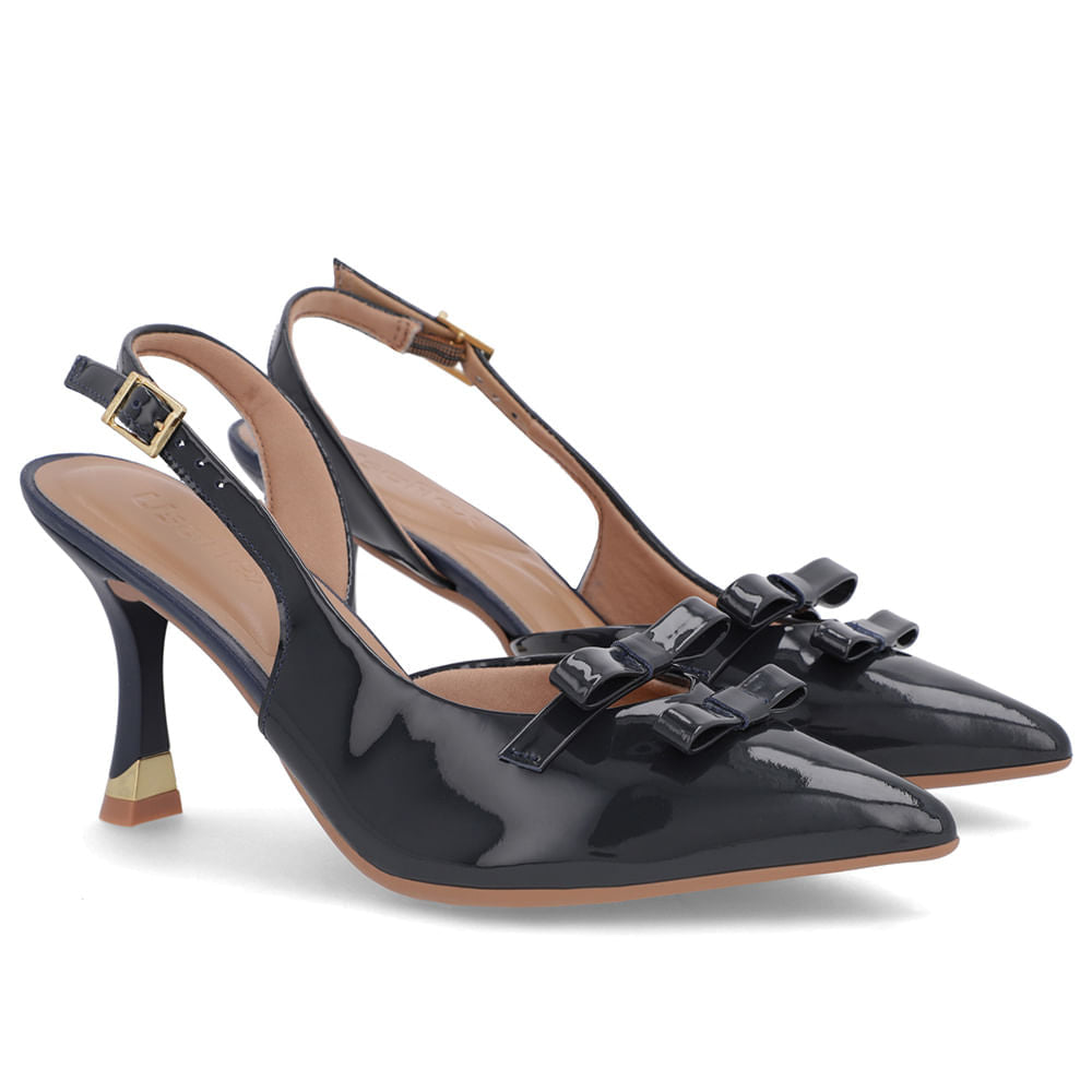 Slingback Laço Verniz