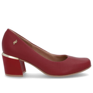 Scarpin Brranco Marfim Verniz Bico Quadrado Detalhe Salto