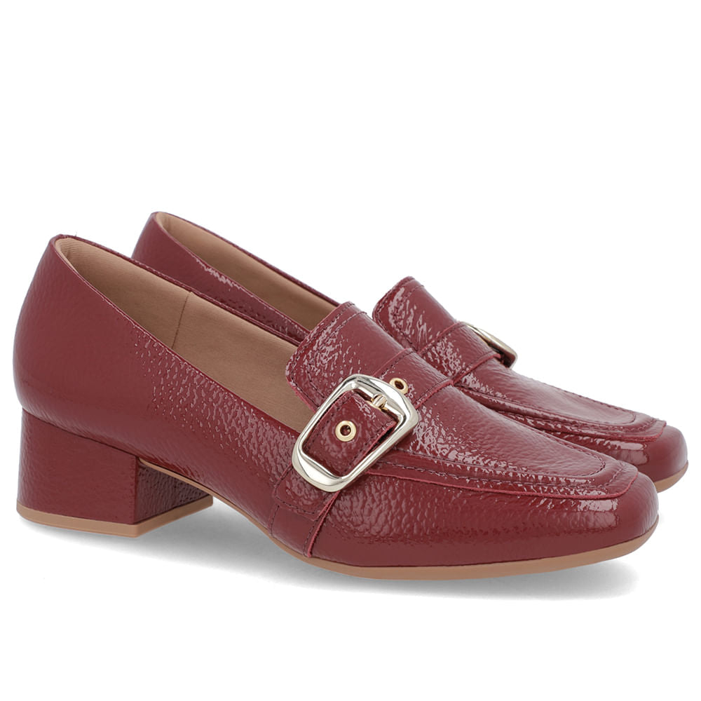 Loafer Verniz Bico Quadrado Fivela