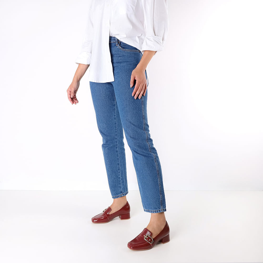 Loafer Verniz Bico Quadrado Fivela