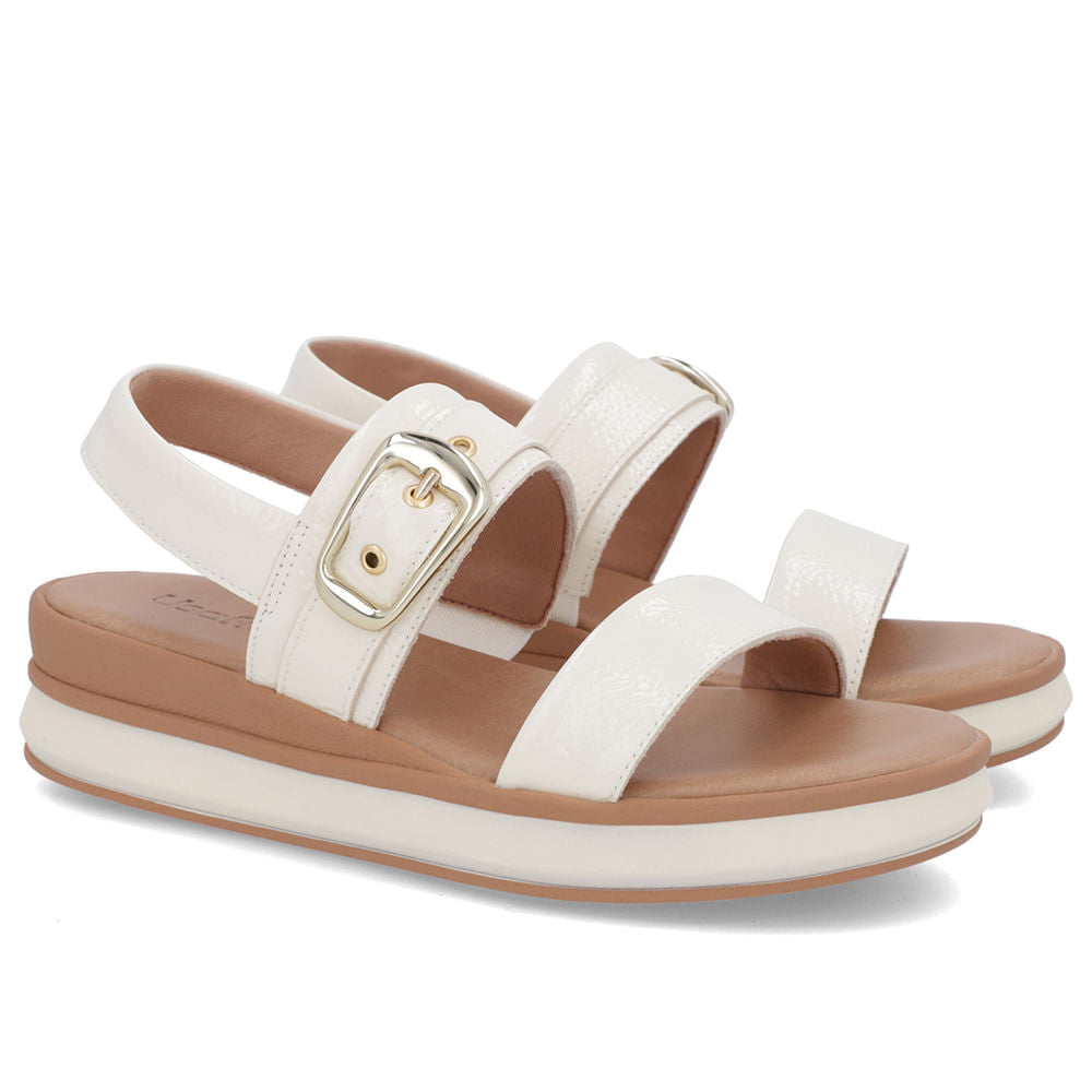 Sandália Salto Plataforma Verniz Branca Marfim