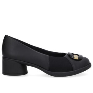 Scarpin Creme Couro Lateral Tecido Enfeite