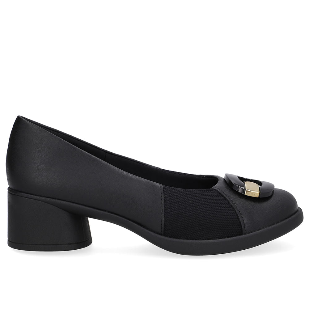 Scarpin Creme Couro Lateral Tecido Enfeite