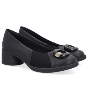 Scarpin Creme Couro Lateral Tecido Enfeite