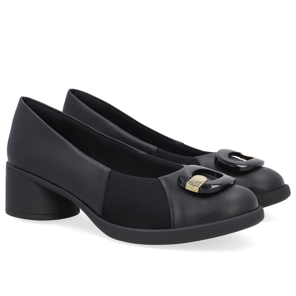 Scarpin Creme Couro Lateral Tecido Enfeite