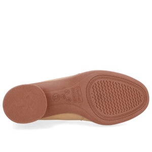 Scarpin Creme Couro Lateral Tecido Enfeite