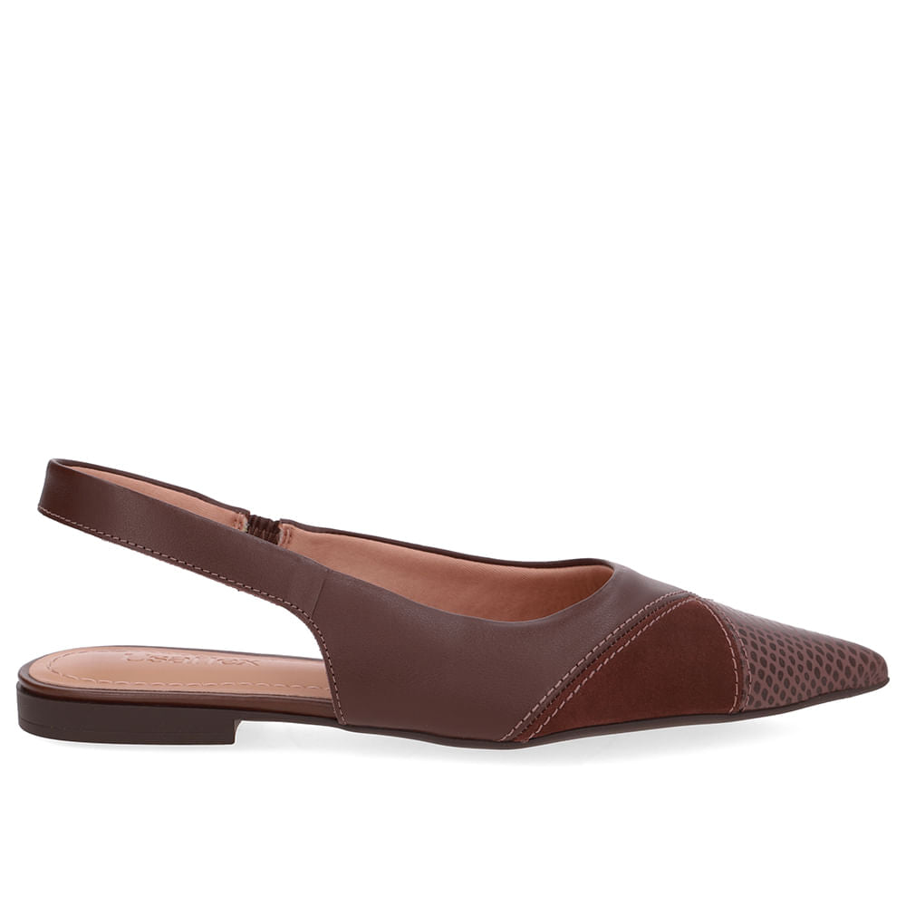 Slingback Bico Fino Couro