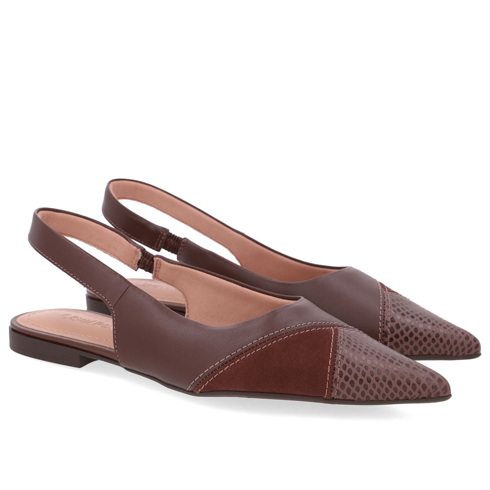 Slingback Bico Fino Couro