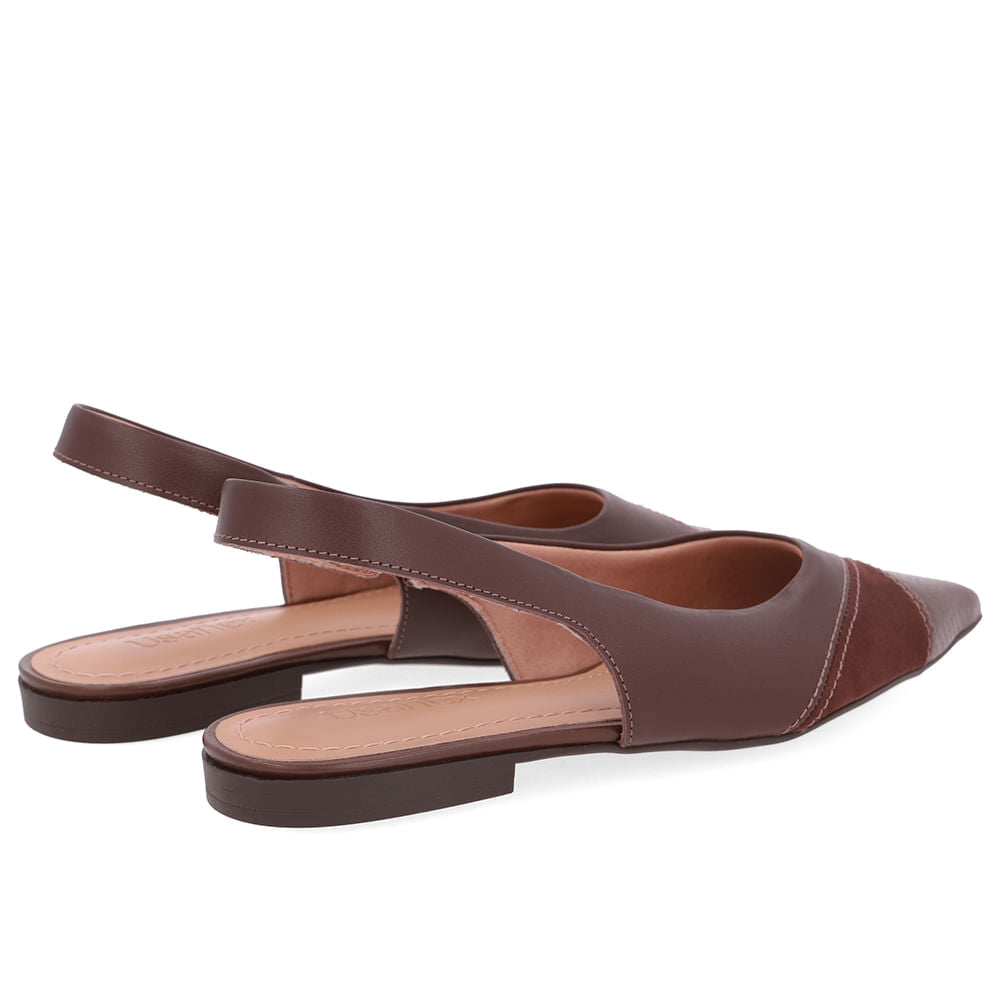 Slingback Bico Fino Couro