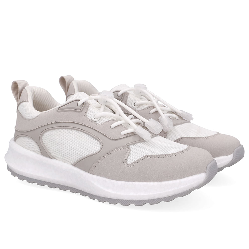 Tênis Poofy Tecido Off White Cadarço Elástico