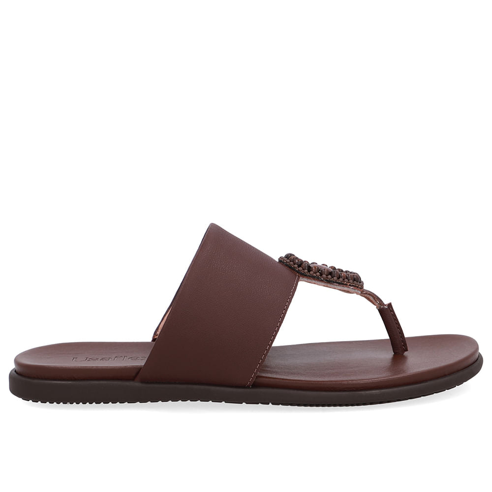 Chinelo Tira Couro Enfeite