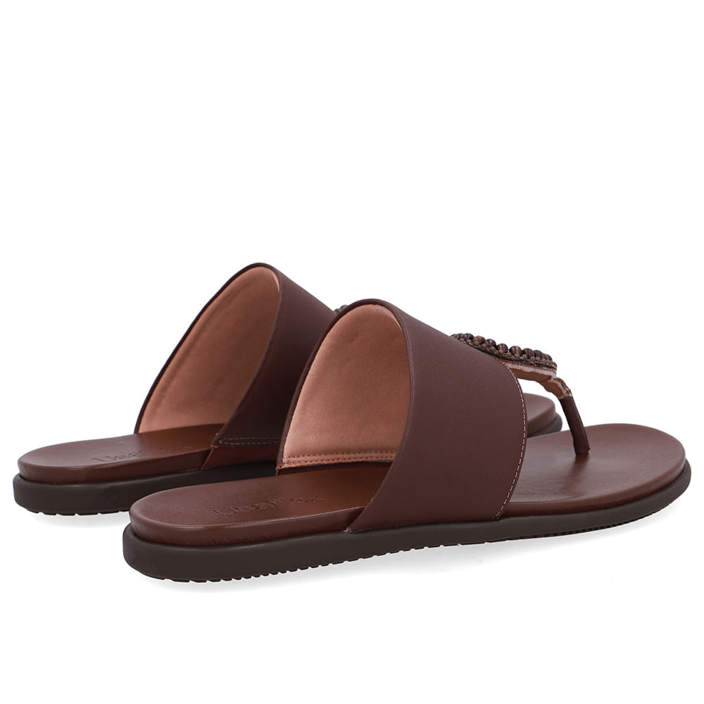 Chinelo Tira Couro Enfeite