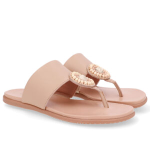 Chinelo Tira Couro Enfeite