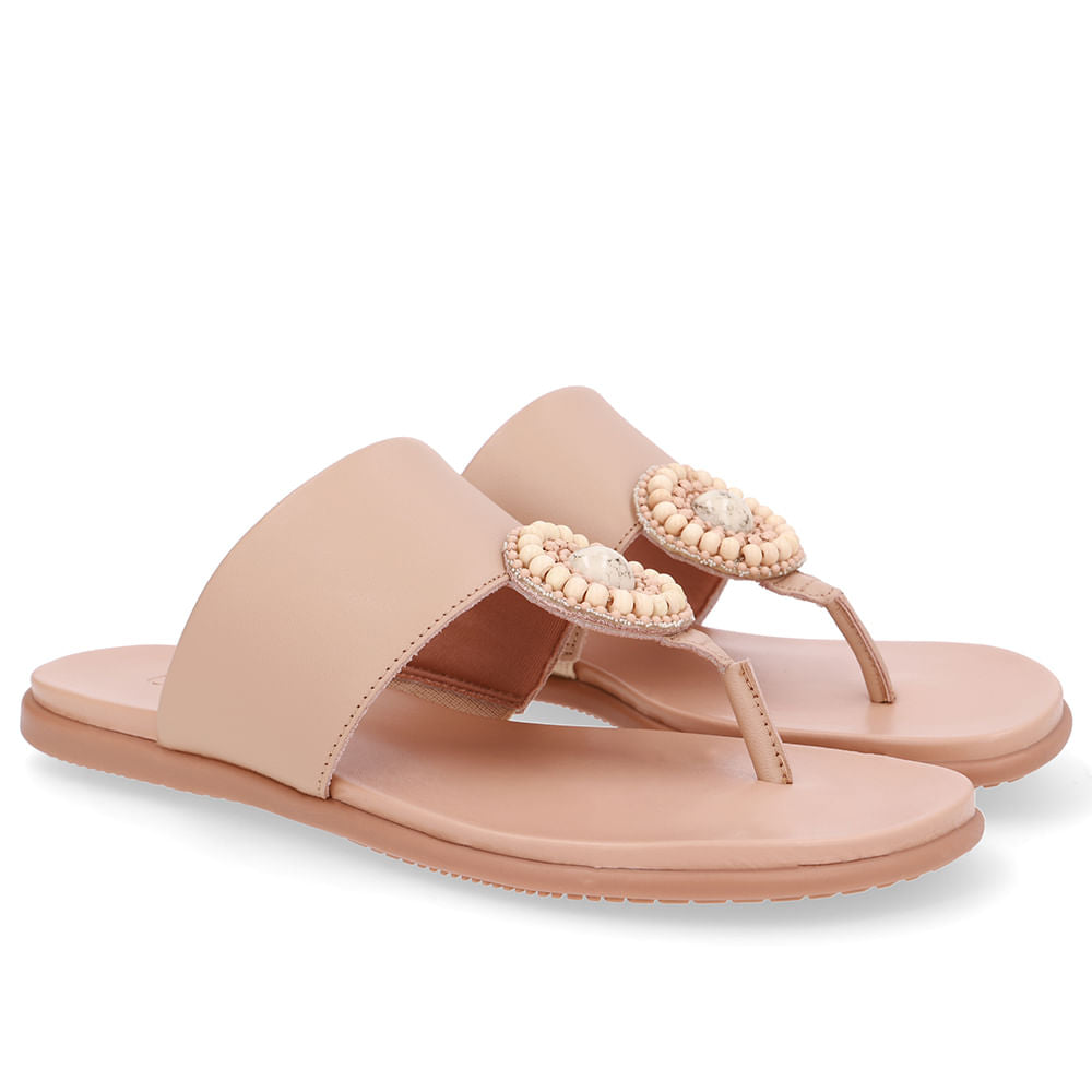 Chinelo Tira Couro Enfeite