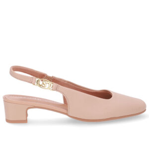 Slingback Salto Bloco Couro
