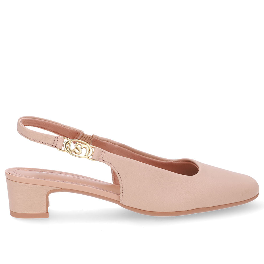 Slingback Salto Bloco Couro