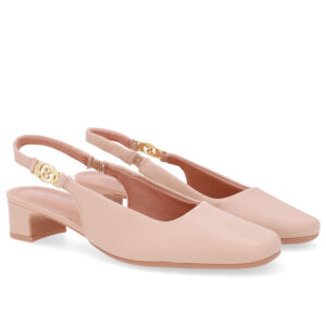 Slingback Salto Bloco Couro