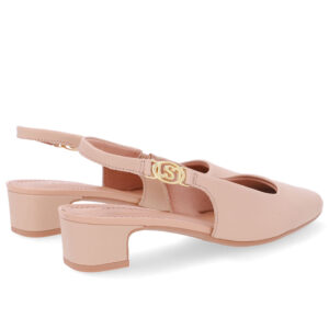 Slingback Salto Bloco Couro