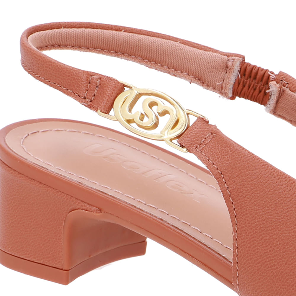 Slingback Salto Bloco Couro
