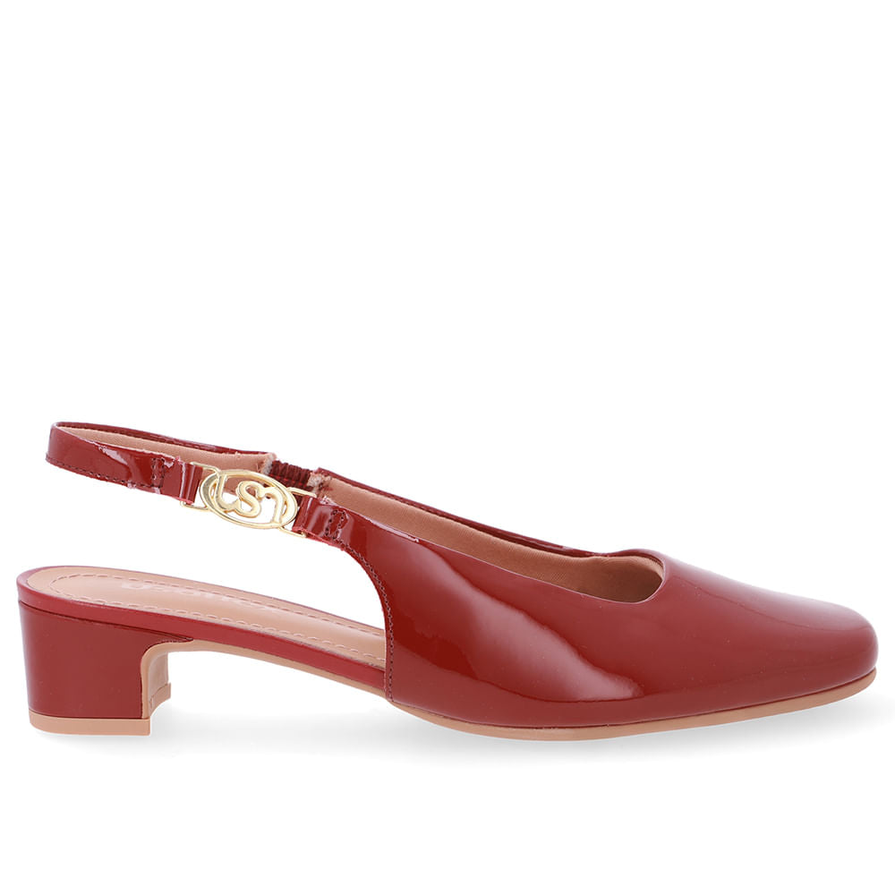 Slingback Salto Bloco Couro
