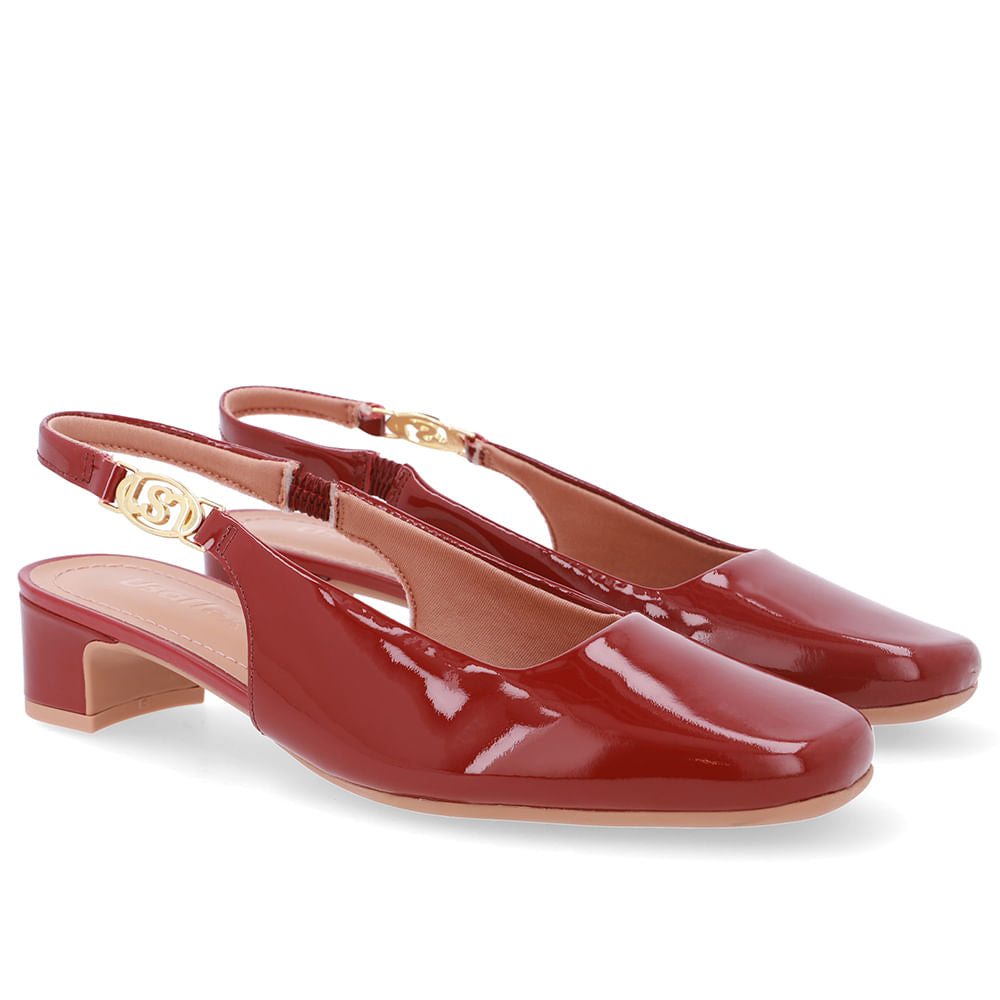 Slingback Salto Bloco Couro