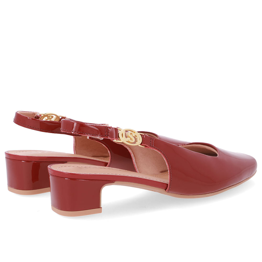 Slingback Salto Bloco Couro