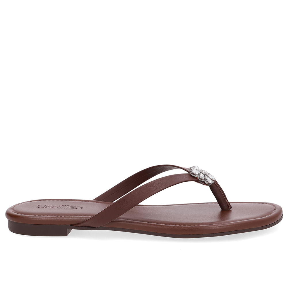 Chinelo Rasteiro Couro