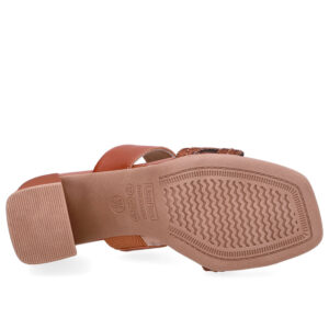 Tamanco Salto Bloco Couro Miçanga