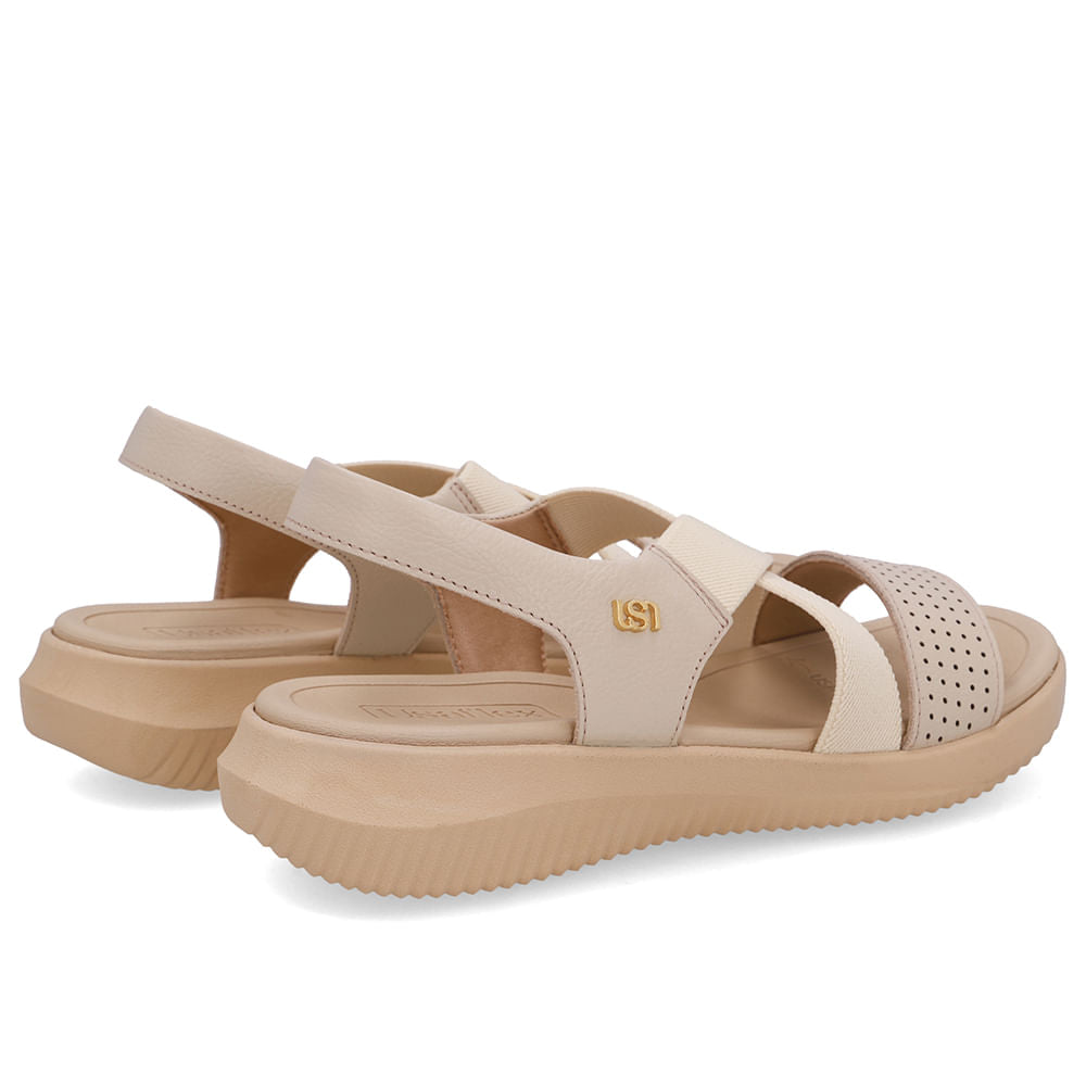 Sandália Bico Redondo Couro Elástico