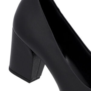 Scarpin Salto Bloco Couro Bico Fino
