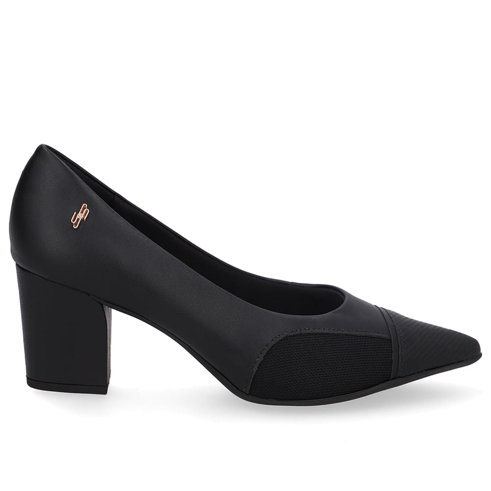 Scarpin Couro Lateral Tecido