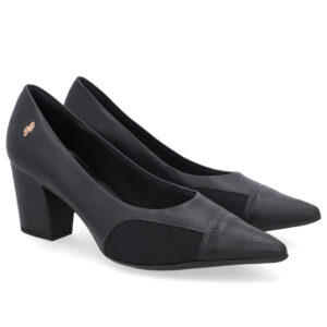 Scarpin Couro Lateral Tecido