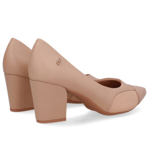 Scarpin Couro Lateral Tecido