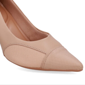 Scarpin Couro Lateral Tecido