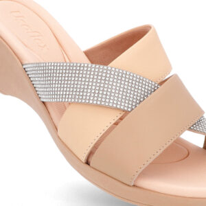 Tamanco Salto Anabela Couro Detalhe Strass