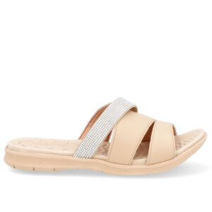 Slide Tiras Couro Strass
