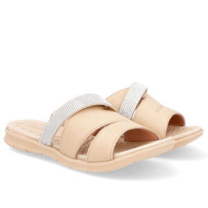 Slide Tiras Couro Strass