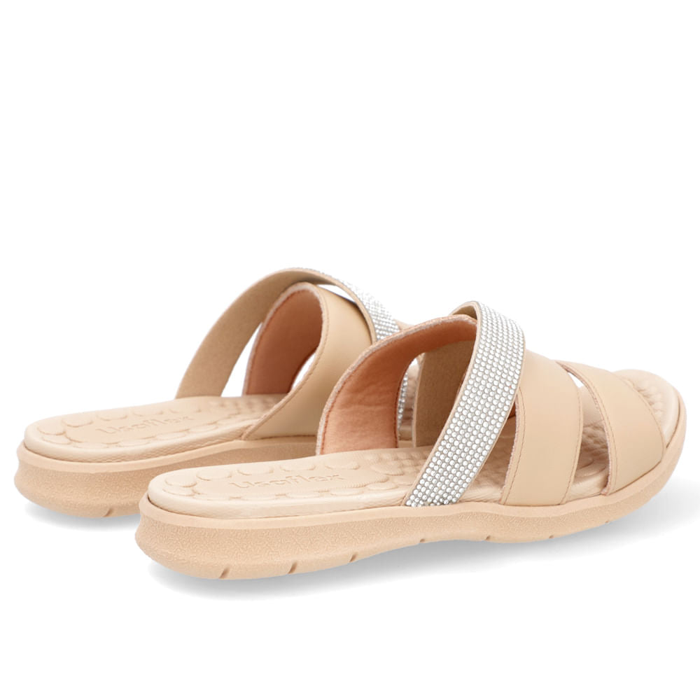 Slide Tiras Couro Strass