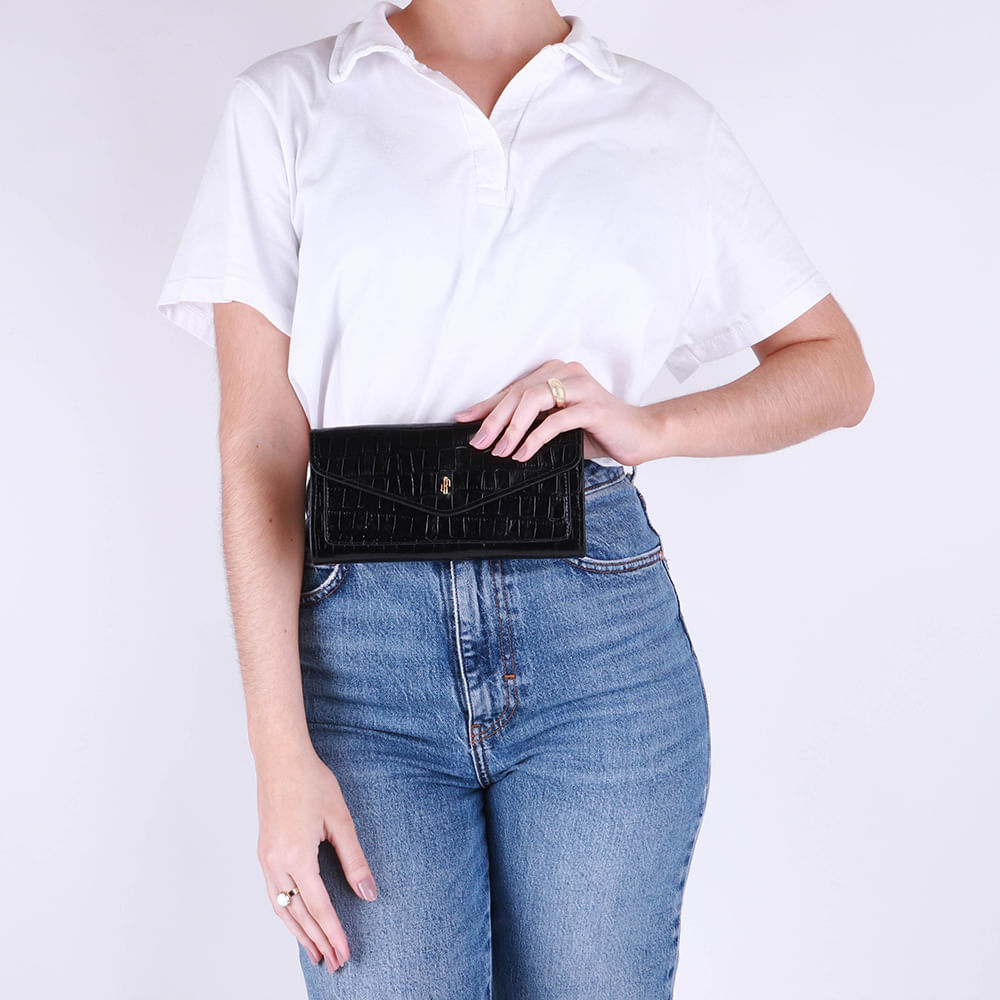 Carteira Couro Croco Creme