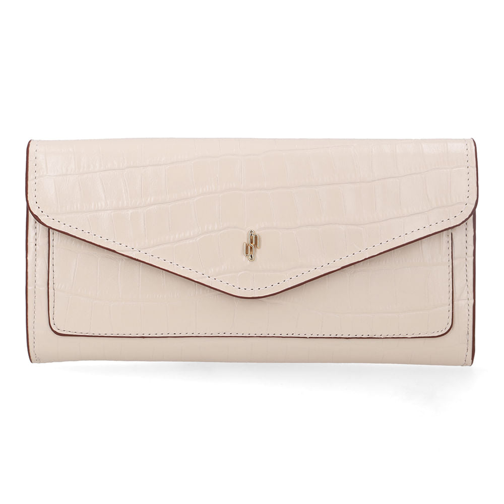 Carteira Couro Croco Creme
