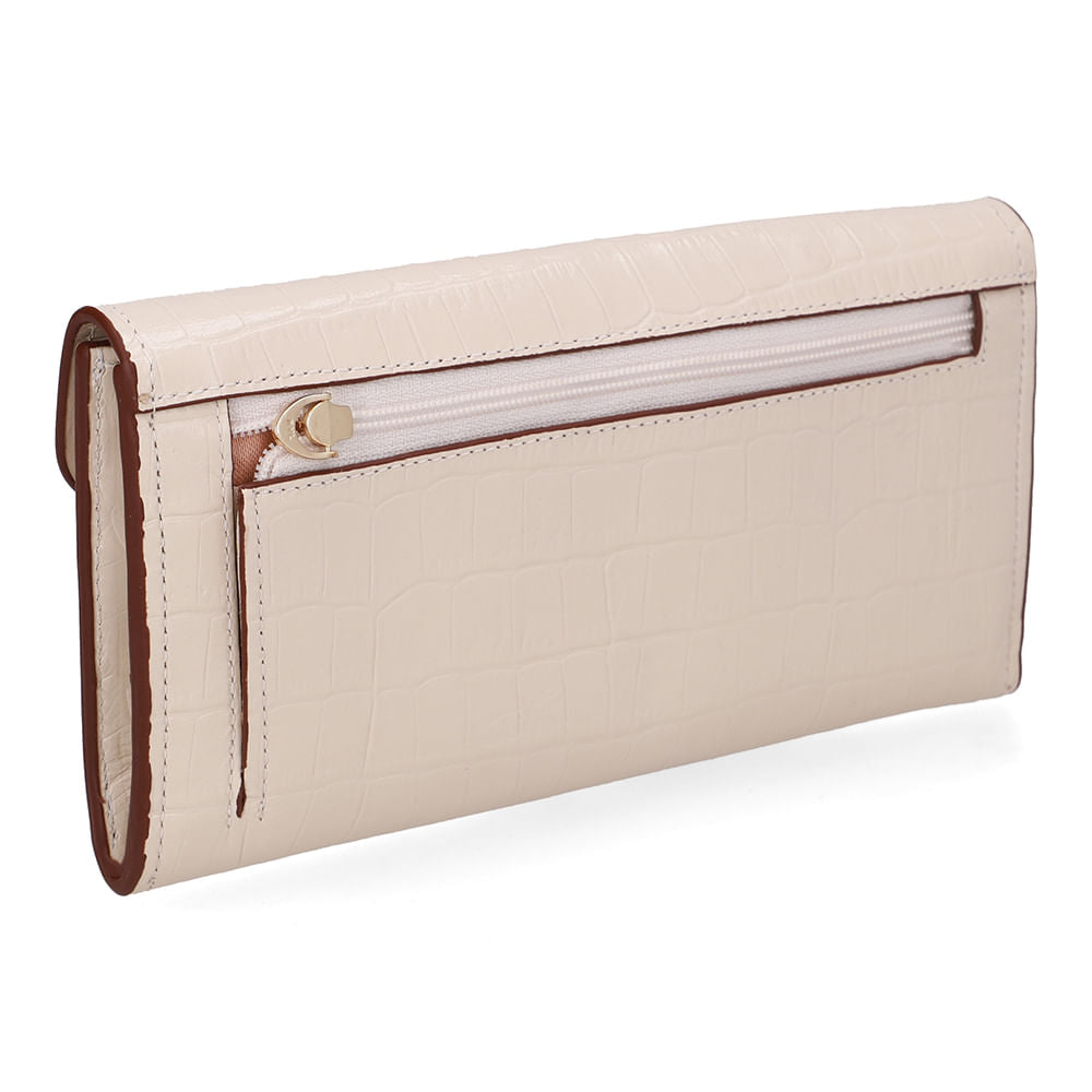 Carteira Couro Croco Creme