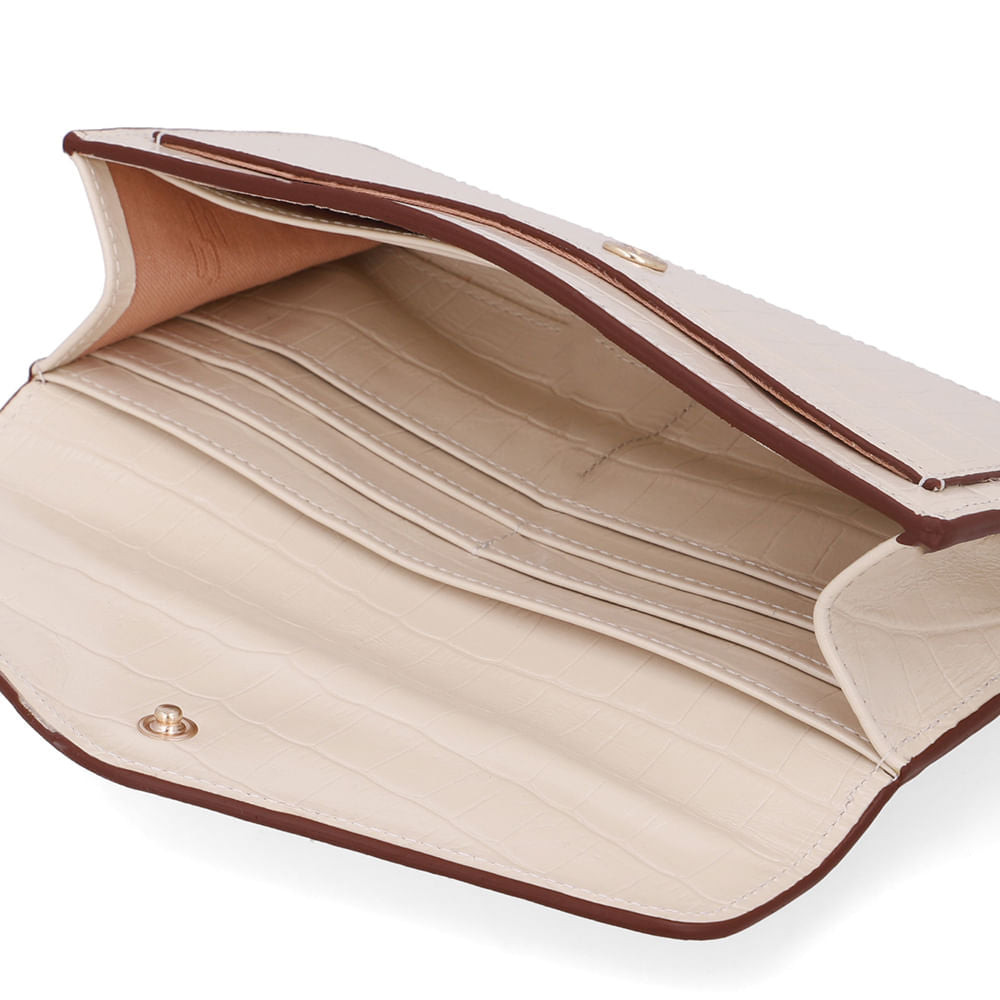 Carteira Couro Croco Creme