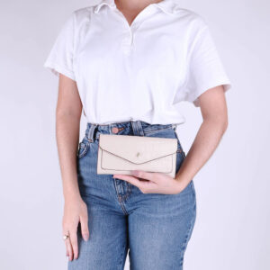 Carteira Couro Croco Creme