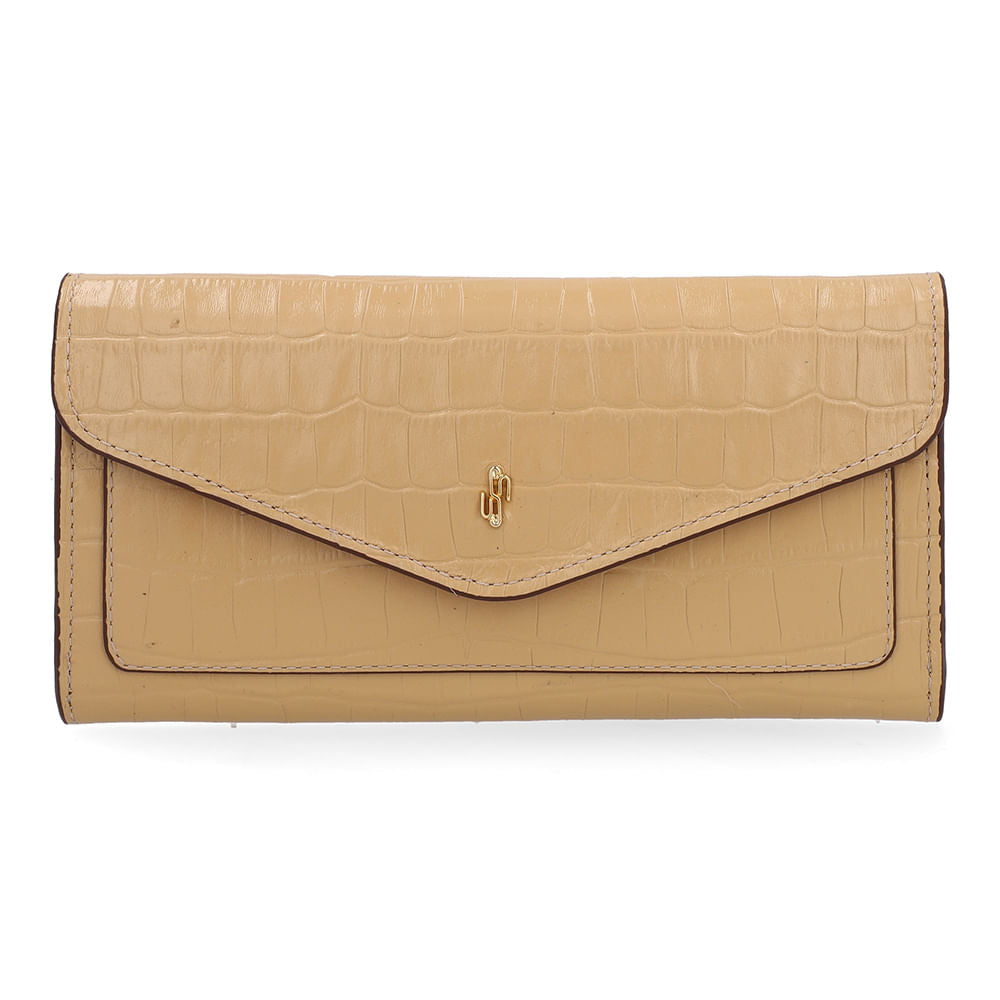 Carteira Couro Croco Creme