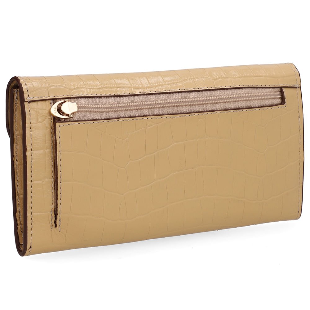 Carteira Couro Croco Creme