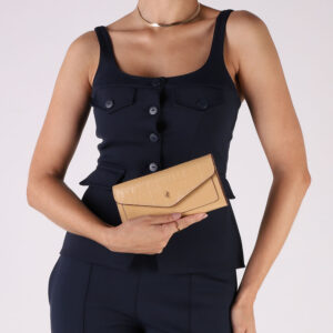Carteira Couro Croco Creme