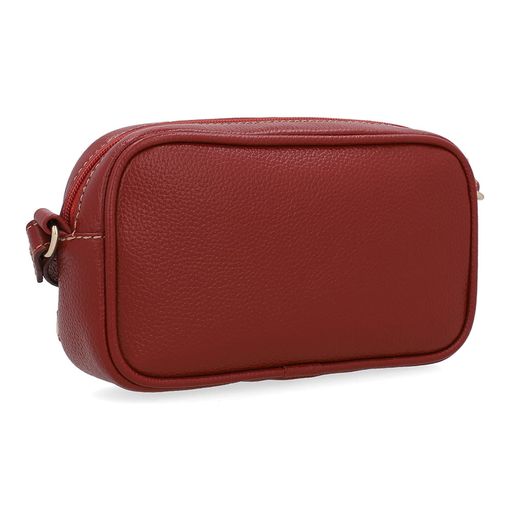 Bolsa Tiracolo Couro Terracota Costura Enfeite