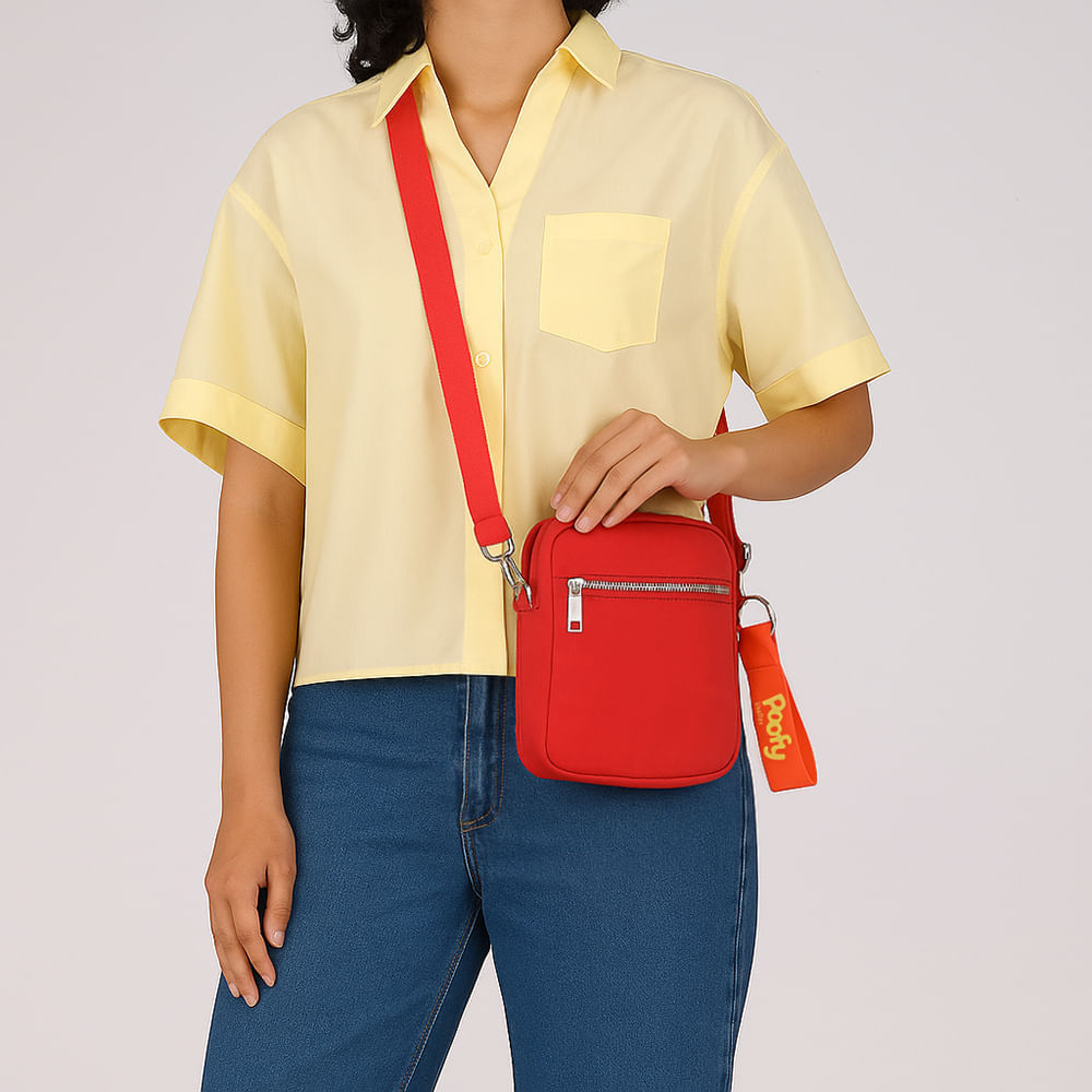 Bolsa Tiracolo Poofy Nylon Zíper