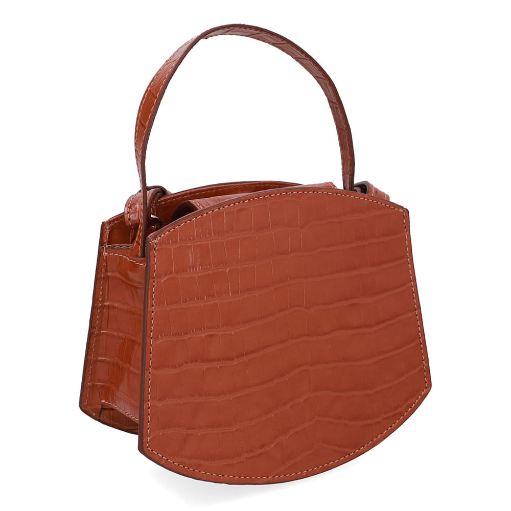 Bolsa Tote Couro Croco Creme Casual